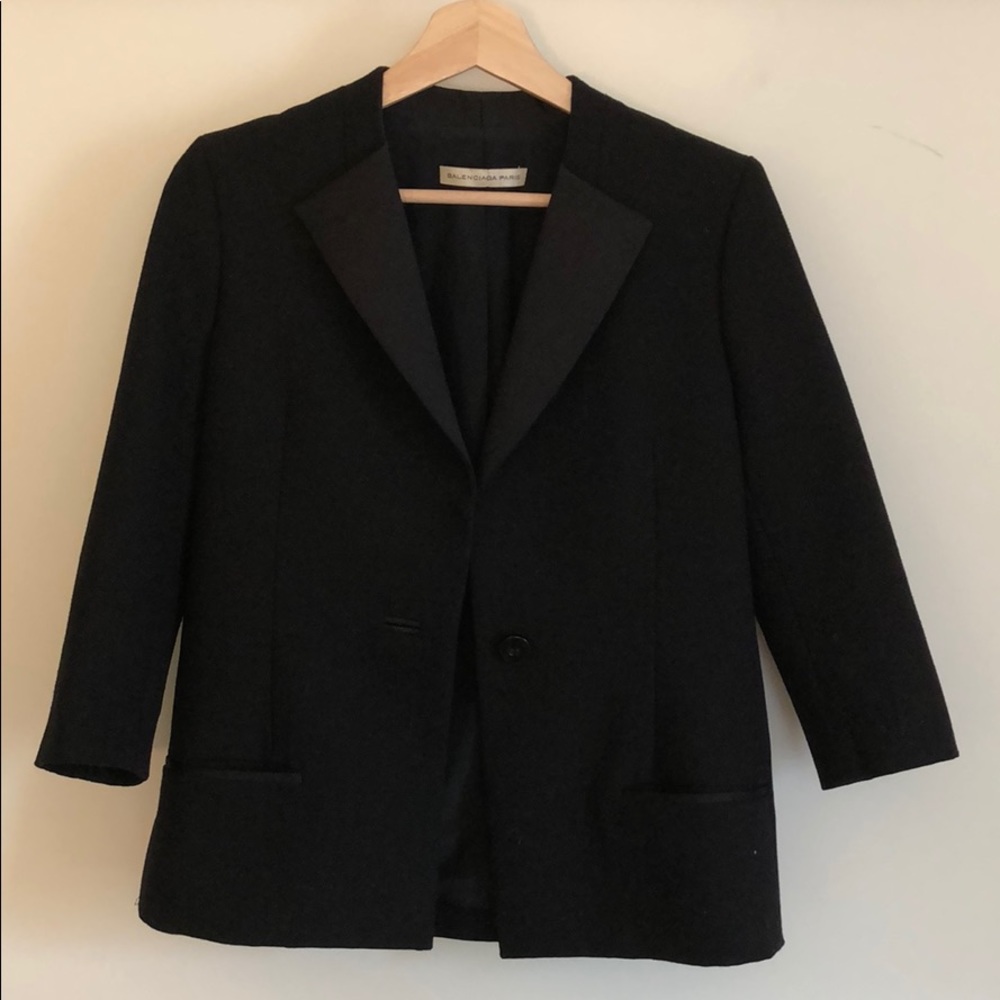 Balenciaga wool & silk lined tuxedo jacket